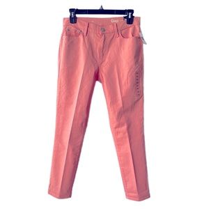 NWT Gap Best Girlfriend Flamingo Peach Mid Rise Stretch Jeans Size 25